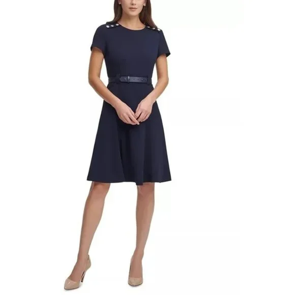 chinese dress ladies Short Sleeve Belted Midi Dress | Dresses & Jumpsuits
